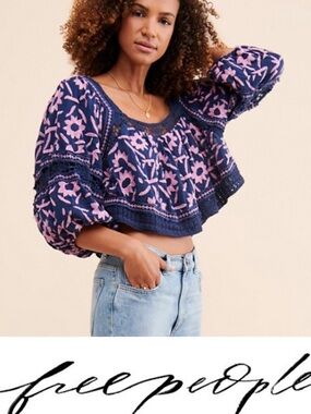 Free People Soleil Embroidered Crop Top❤️ NWOT